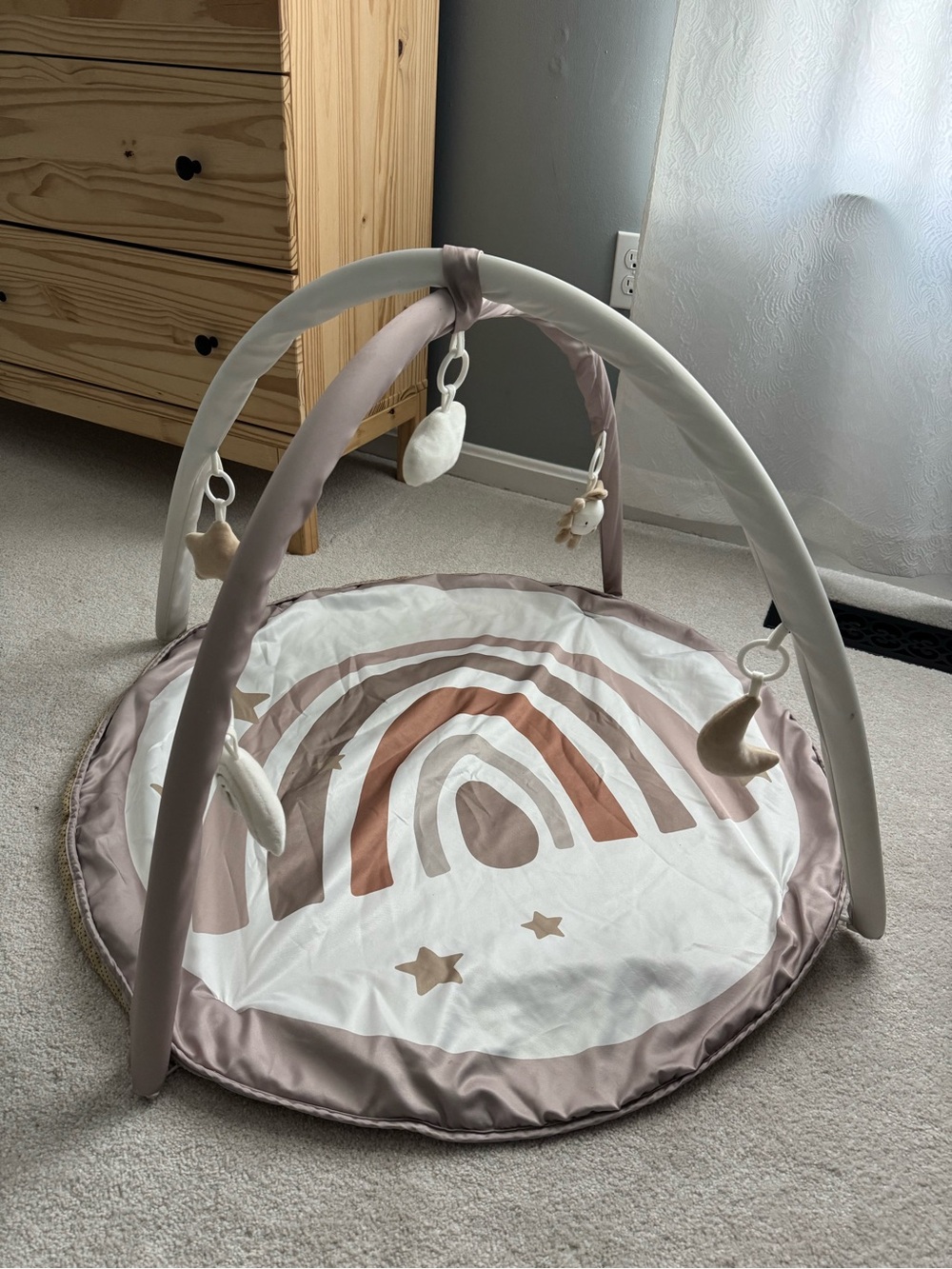Neutral Rainbow Baby Play Gym - Soft Beige & White